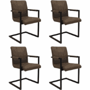Set van 4 Industriële Eetkamerstoelen Jackson Taupe - Microvezel - Met...
