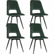Set van 4 Draaibare Eetkamerstoelen Mila Velvet Donker Groen - Zonder ...