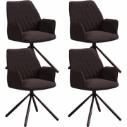 Set van 4 Draaibare Eetkamerstoelen Novan Bruin Bouclé – 180° Draaibaa...