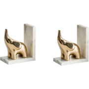 KOTEZI - Set van 2 boekensteunen - Wit/Goud - Marmer