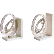 RABINA - Set van 2 boekensteunen - Wit/Zilver- Marmer