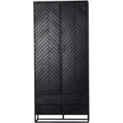 Giga Meubel Wandkast Zwart Visgraat - Mangohout - Metaal - Isa
