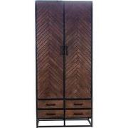 Wandkast Isa Bruin Visgraat Mangohout - Giga Meubel