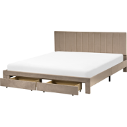 LONZAC - Bed met opbergruimte - Taupe - 180 x 200 cm - Fluweel