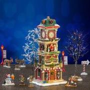 Kerstdorpminiatuur The Village Square Clock Tower Set 14x43x34 cm