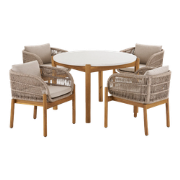 Teresa houten tuinset beige 5delig - vier stoelen en een eettafel - me...