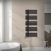 Badkamer radiator middenaansluiting 500x1200 mm zwart mat met wandther...