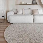 Rond Wollen Vloerkleed Beige/Wit Gemeleerd Vik Beige; Wit
