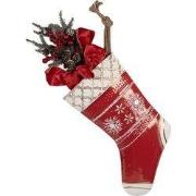 Clayre & Eef Kersthanger Kerstsok 25x6x66 cm Rood Metaal