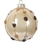 Clayre & Eef Kerstbal Ø 8x8 cm Beige Glas