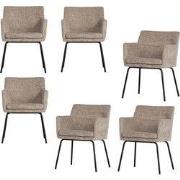WOOOD Kam Eetkamerstoelen - Polyester - Zand - Set van 6