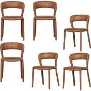 WOOOD Noble Eetkamerstoelen - Leerlook - Cognac - Set van 6