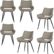 WOOOD Parade Eetkamerstoelen - Melange Stof - Zand - Set van 6