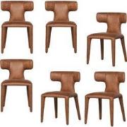 WOOOD Permit Eetkamerstoelen - Leerlook - Cognac - Set van 6