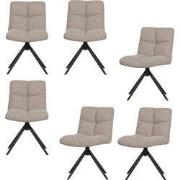 WOOOD Vinny Draaistoelen - Bouclé - Zand - Set van 6