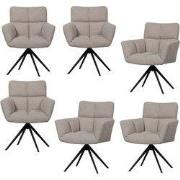 WOOOD Vinny Draaistoelen - Bouclé - Zand - Set van 6