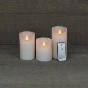 Batterijverlichting 3 kaarsen wax rustiek met bewegende vlam