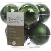 3 stuks - Kerstbal glas glans-mat diameter 7cm Dennen groen