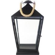 Lantaarn zwart met touw l25b25h46
