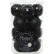 Kerstballen glas glans-mat 3,5 cm zwart