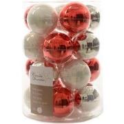 2 stuks - Kerstbal glas rood-witte mix 60mm assortie