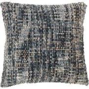 J-Line - Kussen Tweed Acryl Katoen Blauw/wit - 45x45x12cm