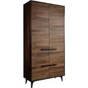 Meubella - Kledingkast Frey - Donker eiken - Zwart - 92 cm