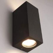 Wandlamp LED GU-10 IP-65 - Twee lichtbundels ? Vierkant 15 cm - Zwart