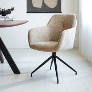 Draaibare Eetkamerstoel Beige Chenille Camiel