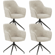 Set van 4 Draaibare Eetkamerstoelen Camiel Lichtgrijs Chenille