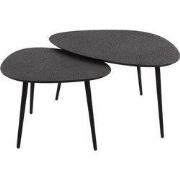 Salontafel Driehoekig - Grijs Metallic - Set van 2 - 41x80x59cm