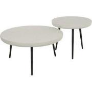 Salontafel Rond - Beige Marmer Composiet - Set Van 2 - 70x70x35cm