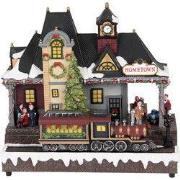 Clayre & Eef Kerstdecoratie met LED-verlichting en muziek Trein 32x16x...