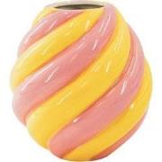 Flower Vase- Swirl Vase-Ceramic- Yellow/ Light Pink- 20x20x21,5 cm