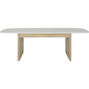 Uitschuifbare rechthoekige tafel met afgeronde hoeken wit- en eikendec...