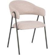 LABEL51 Eetkamerstoel Lowen - Naturel - Boucle - Black Frame - set van...