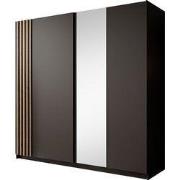 Meubella - Kledingkast Boets - Zwart - Eiken - 200 cm - Met spiegel