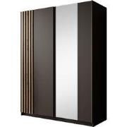 Meubella - Kledingkast Boets - Zwart - Eiken - 150 cm - Met spiegel