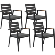 TAVIANO  - Tuinstoel set van 4 - Zwart - Aluminium
