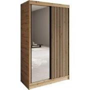 Meubella - Elles - Kledingkast met schuifdeuren - Eiken - 120x60x204 c...