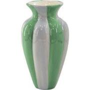 Flower Vase- Pleated Vase-Ceramic- Lilac/ Green- 16,5x16,5x29,5 cm