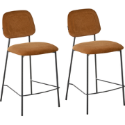 DUETTE - Barkruk set van 2 - Goudbruin - Fluweel