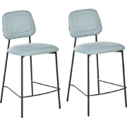 DUETTE - Barkruk set van 2 - Lichtblauw - Fluweel