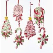 Claydough candy cane, tree & lollipop orns assorted.