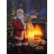 Led Indoor Canvas 30X40Cm Santa At Fireplace / Led Fire