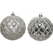 Kerstbal kunststof 2ass shiny mat zilver