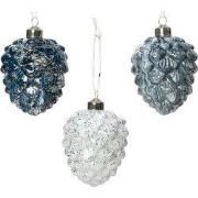 Dennenappel glas l8b8h10 cm a3 kerst