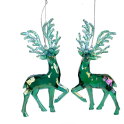 Orn.plc hert blauw/groen l14cm