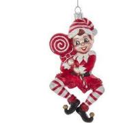 Orn.glas elf rood/wit l12cm