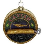 Ornament kerstbal kaviaar glas multi 8.9 cm